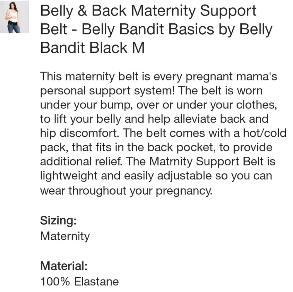 Belly & Back Maternity Support Belt- Belly Bandit Black Medium - Picture 5 of 8